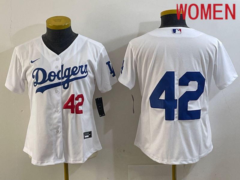 Women Los Angeles Dodgers #42 Robinson White 2024 Nike MLB Jersey style 1->youth mlb jersey->Youth Jersey